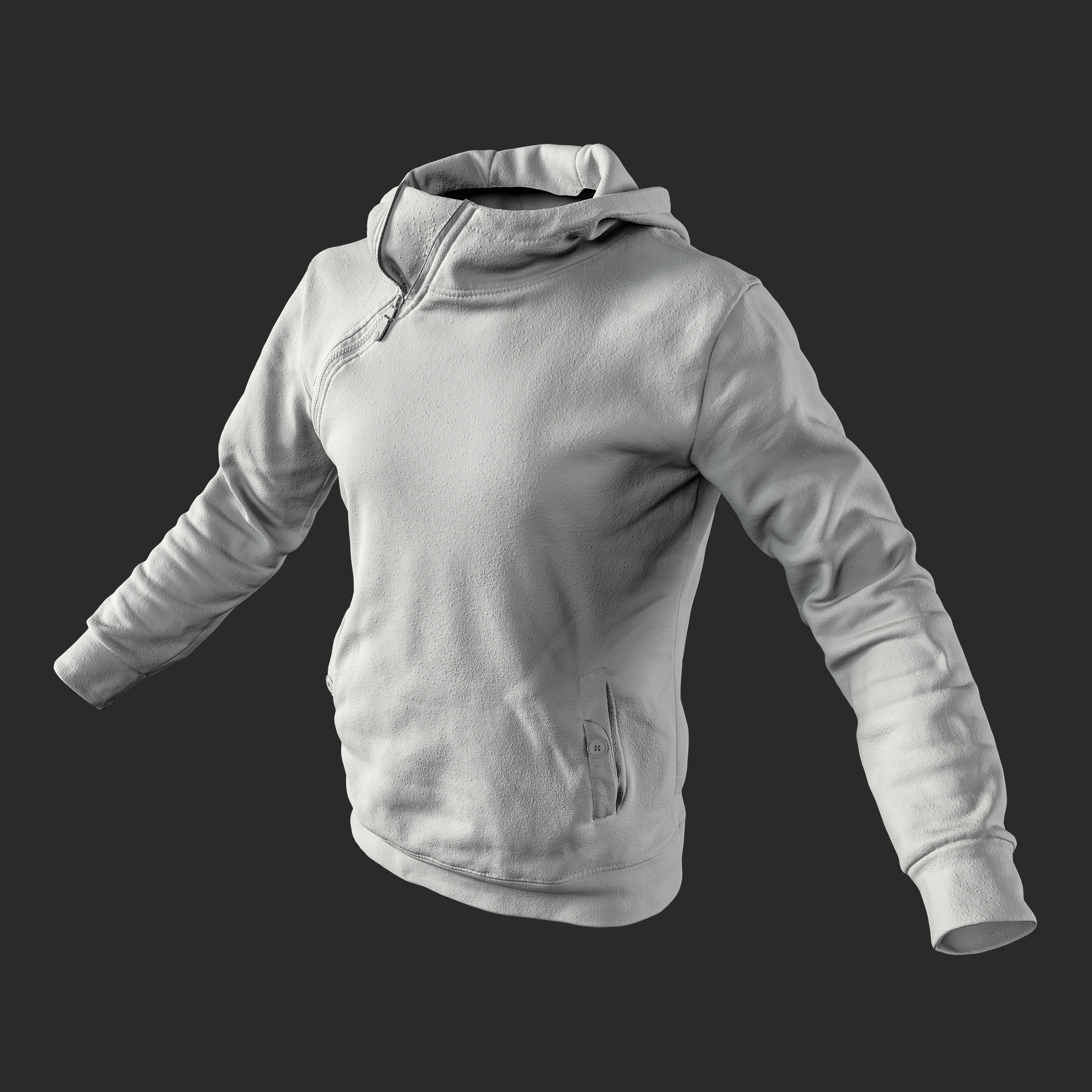 3D Model Gray Mustard Hoodie front clay
