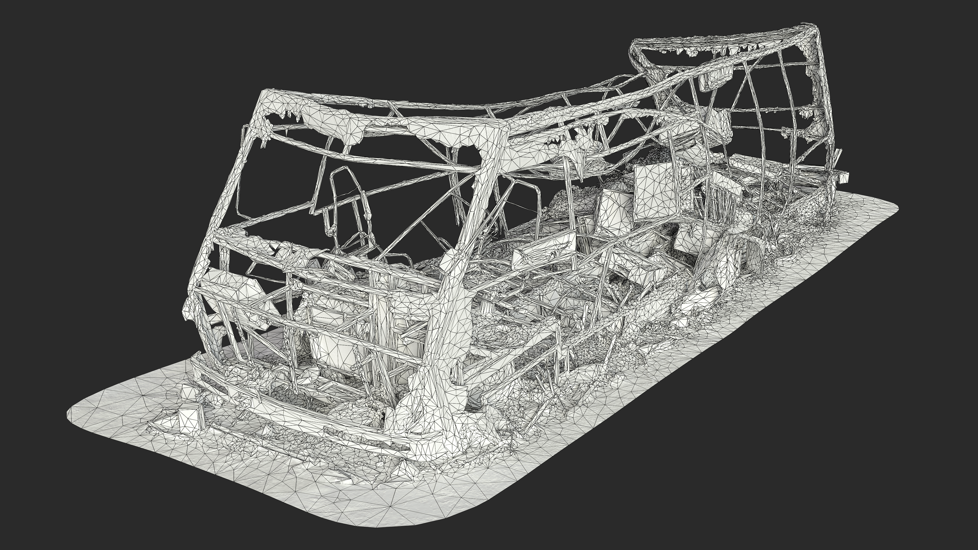 3D Burned-Out Caravan Van