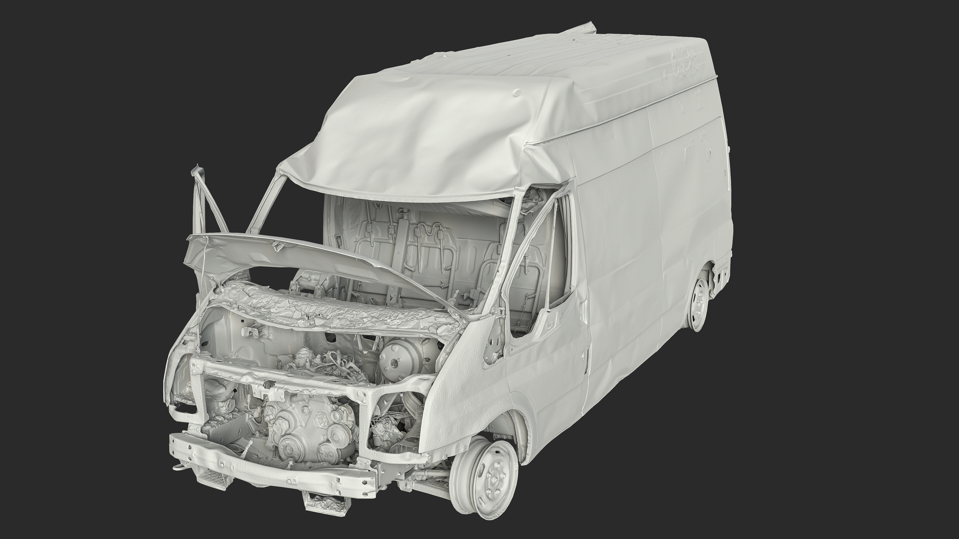 3D Burned Ford Transit Van