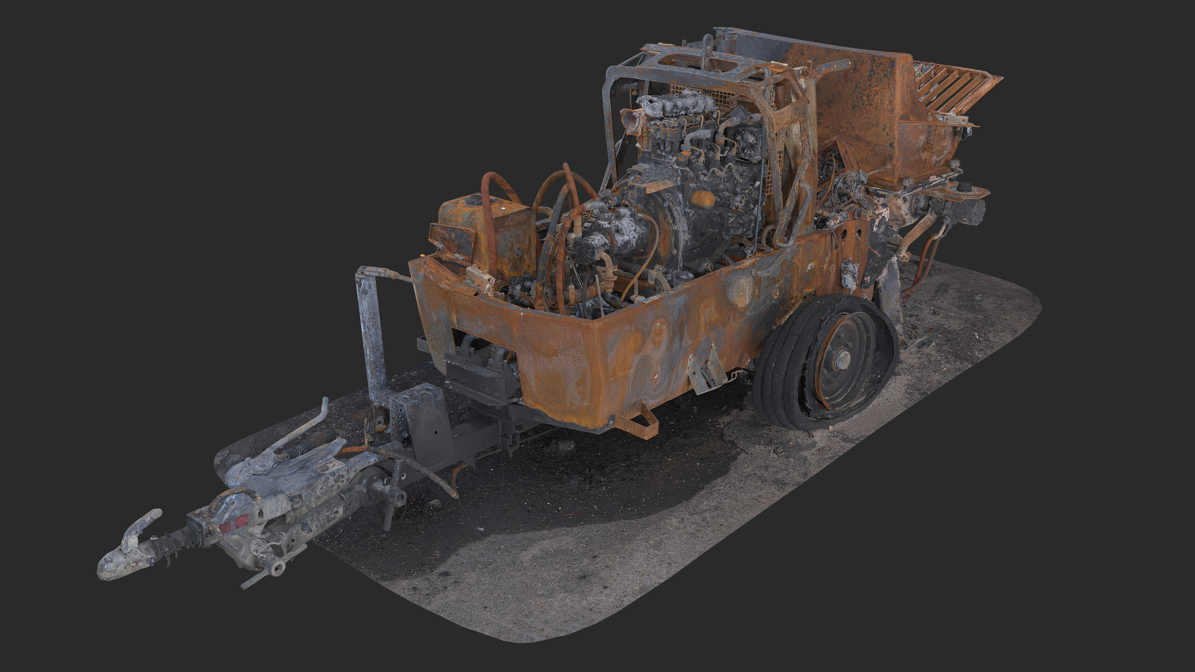3D Burned-Out Concrete Mixer Paver