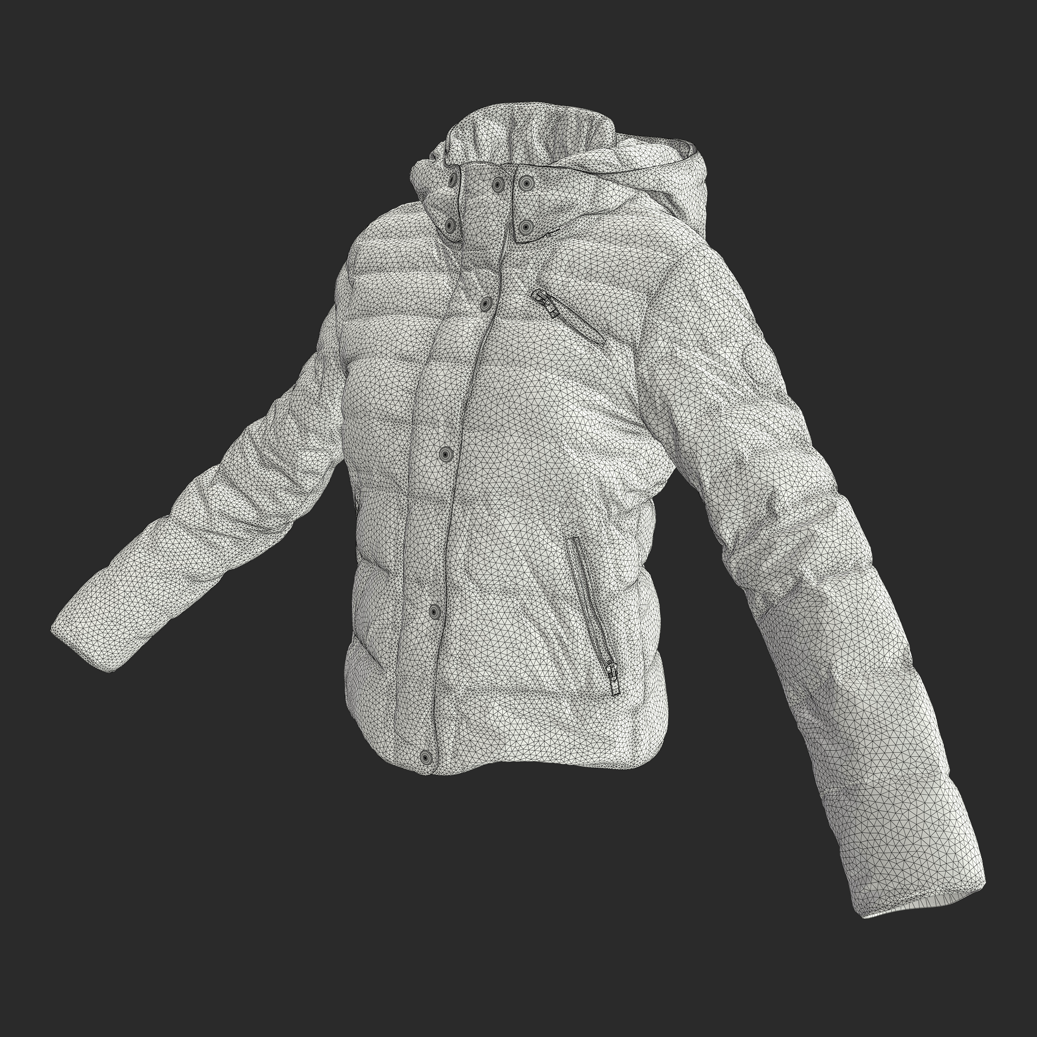 3D Red Winter Jacket for Metahuman in Unreal Engine_wire