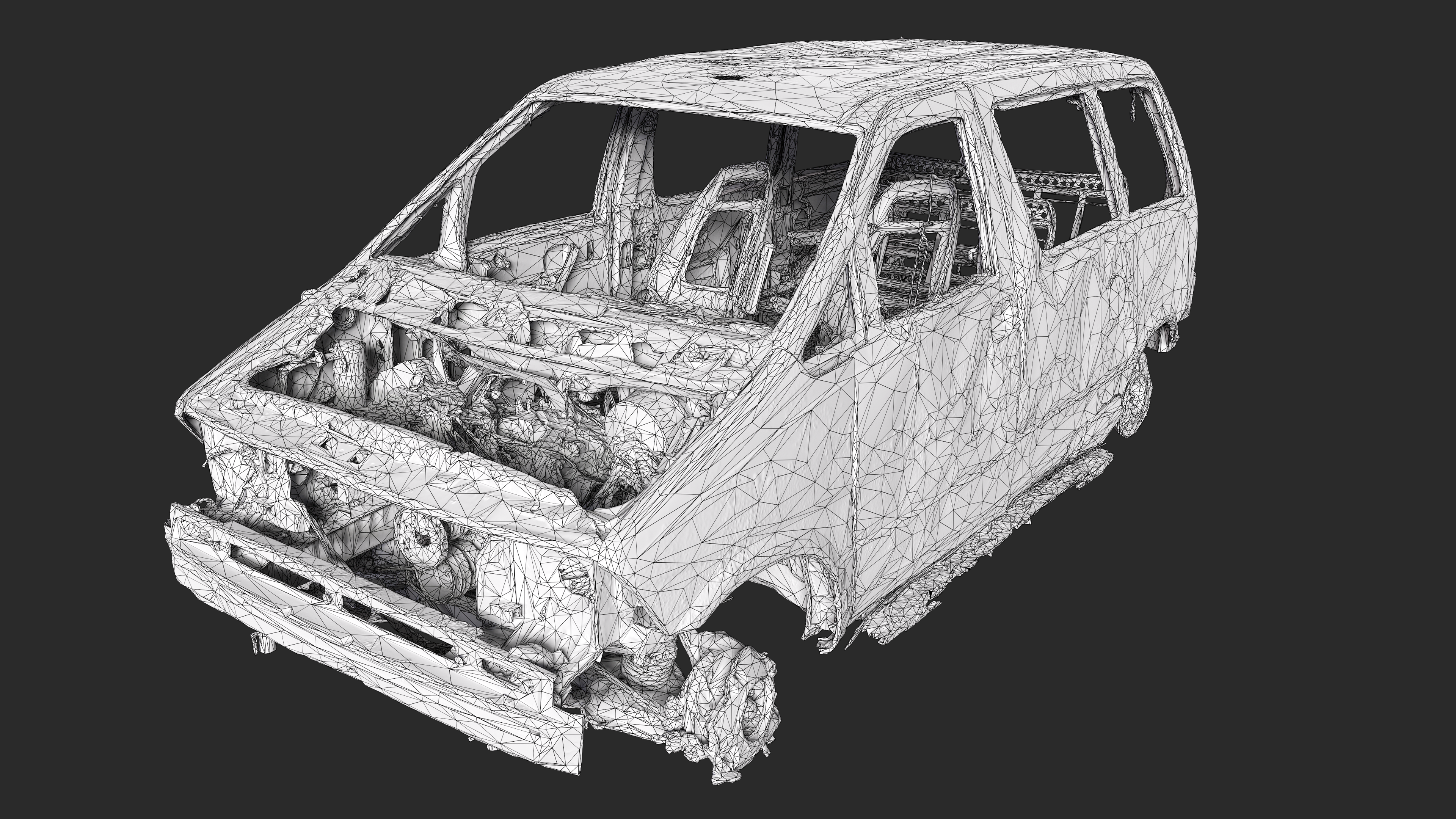 3D Burned-Out Ford Aerostar 1990s