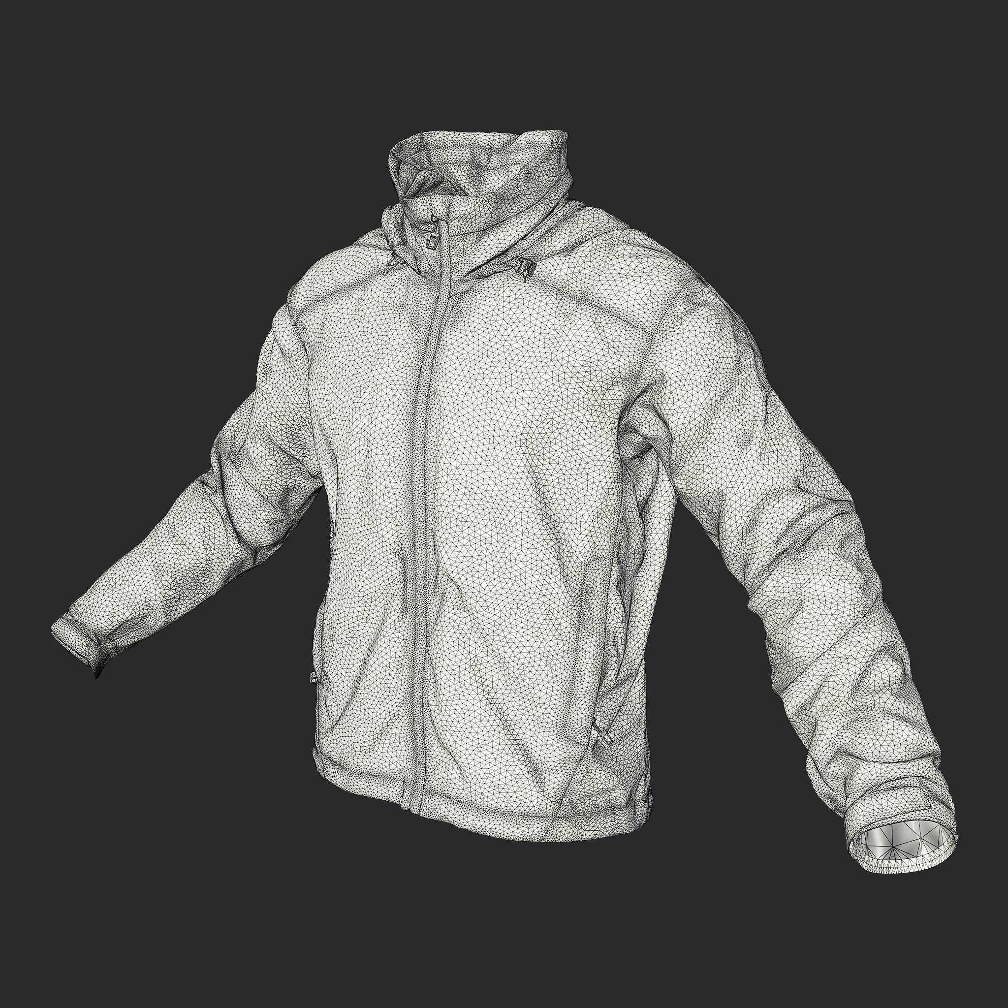 3D Model Windstopper Jacket front wireframe