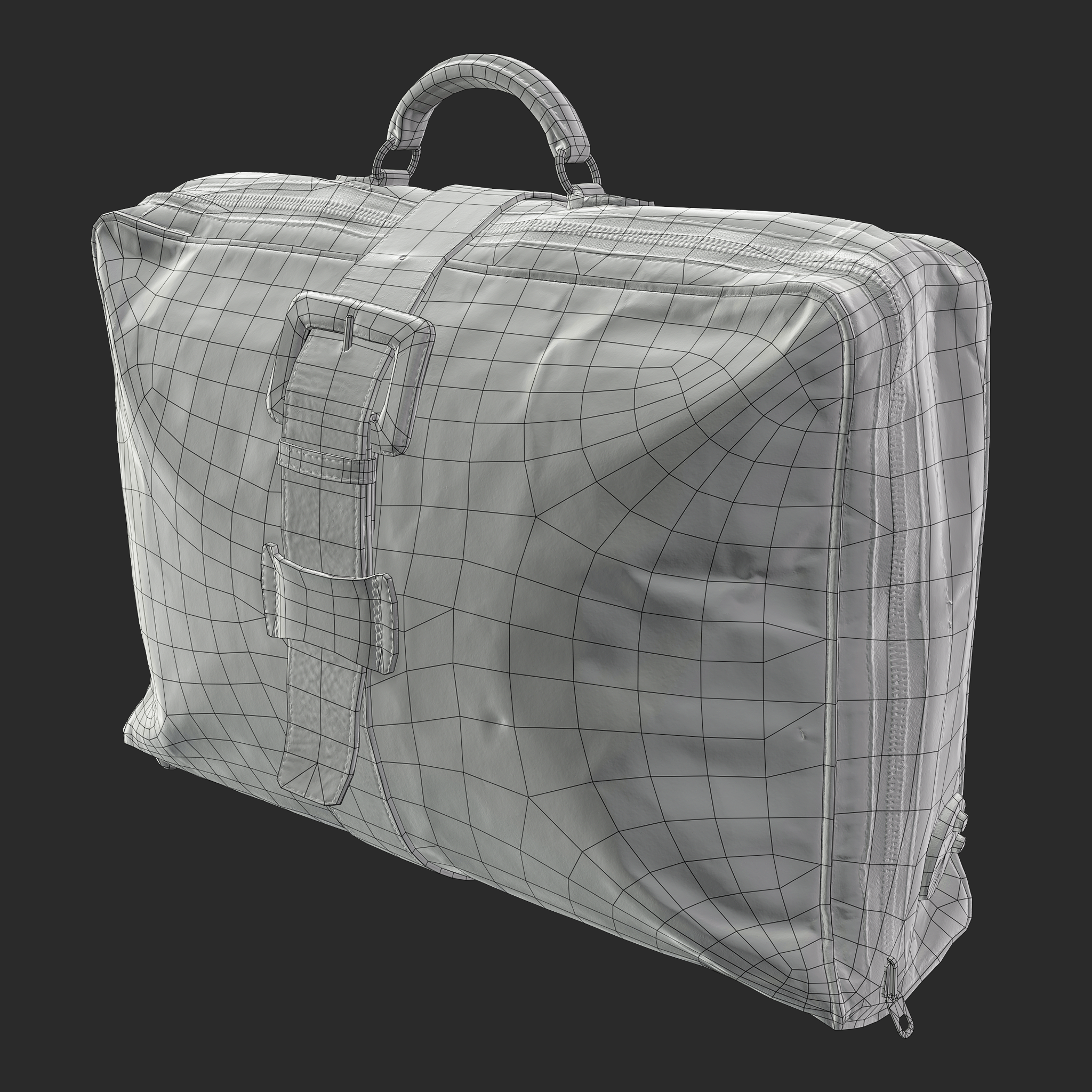 3D Model of Leather Briefcase wireframe