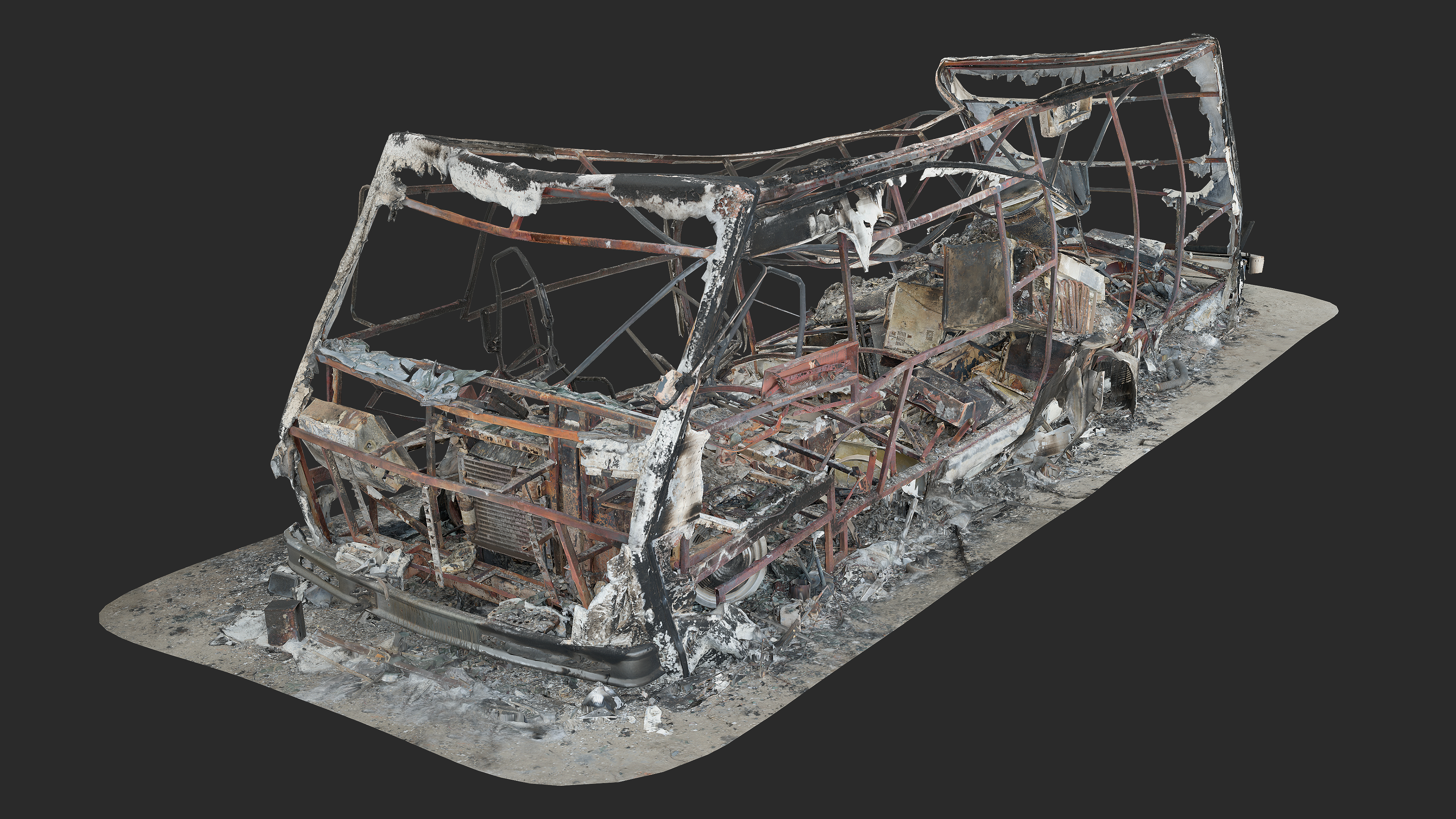 3D Burned-Out Caravan Van