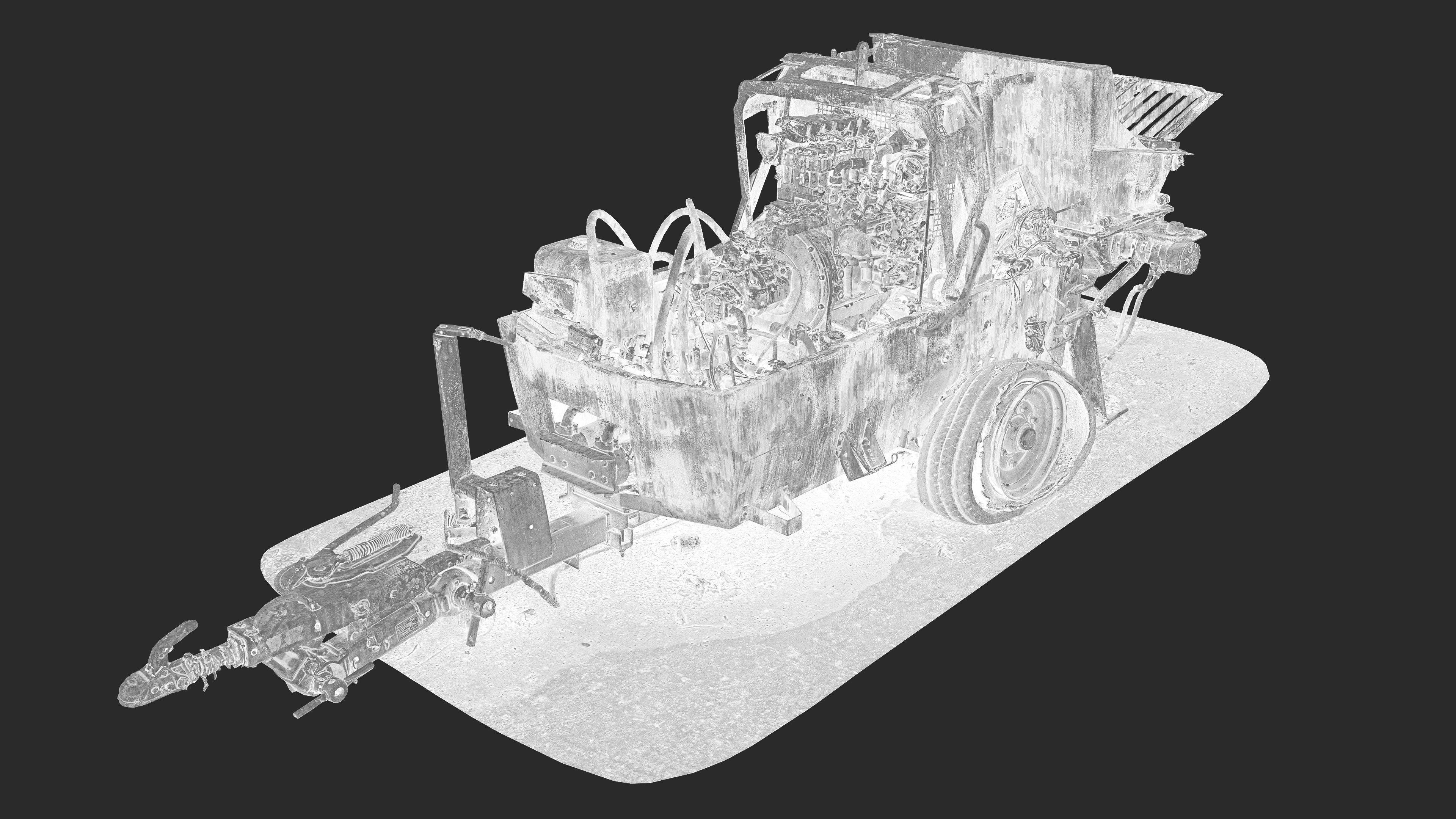 3D Burned-Out Concrete Mixer Paver