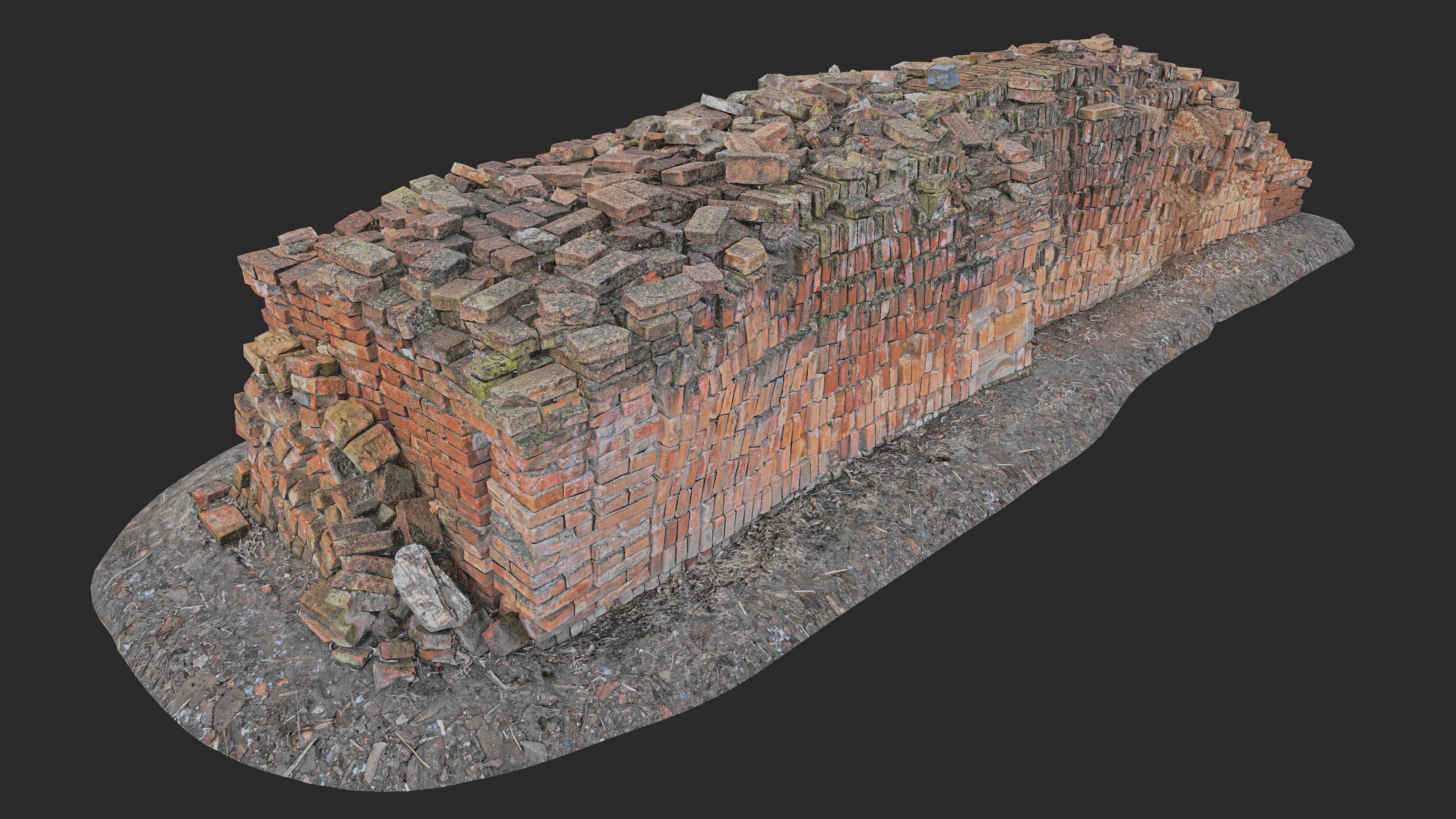 3D Stack of an Old Hand-Made Bricks