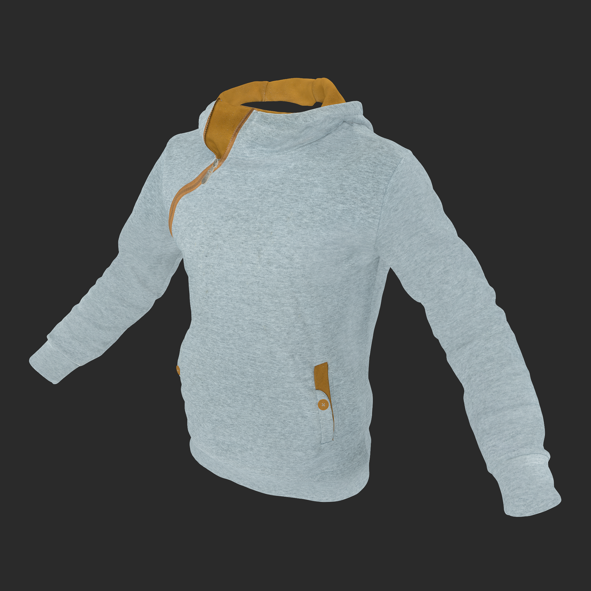 3D Model Gray Mustard Hoodie albedo