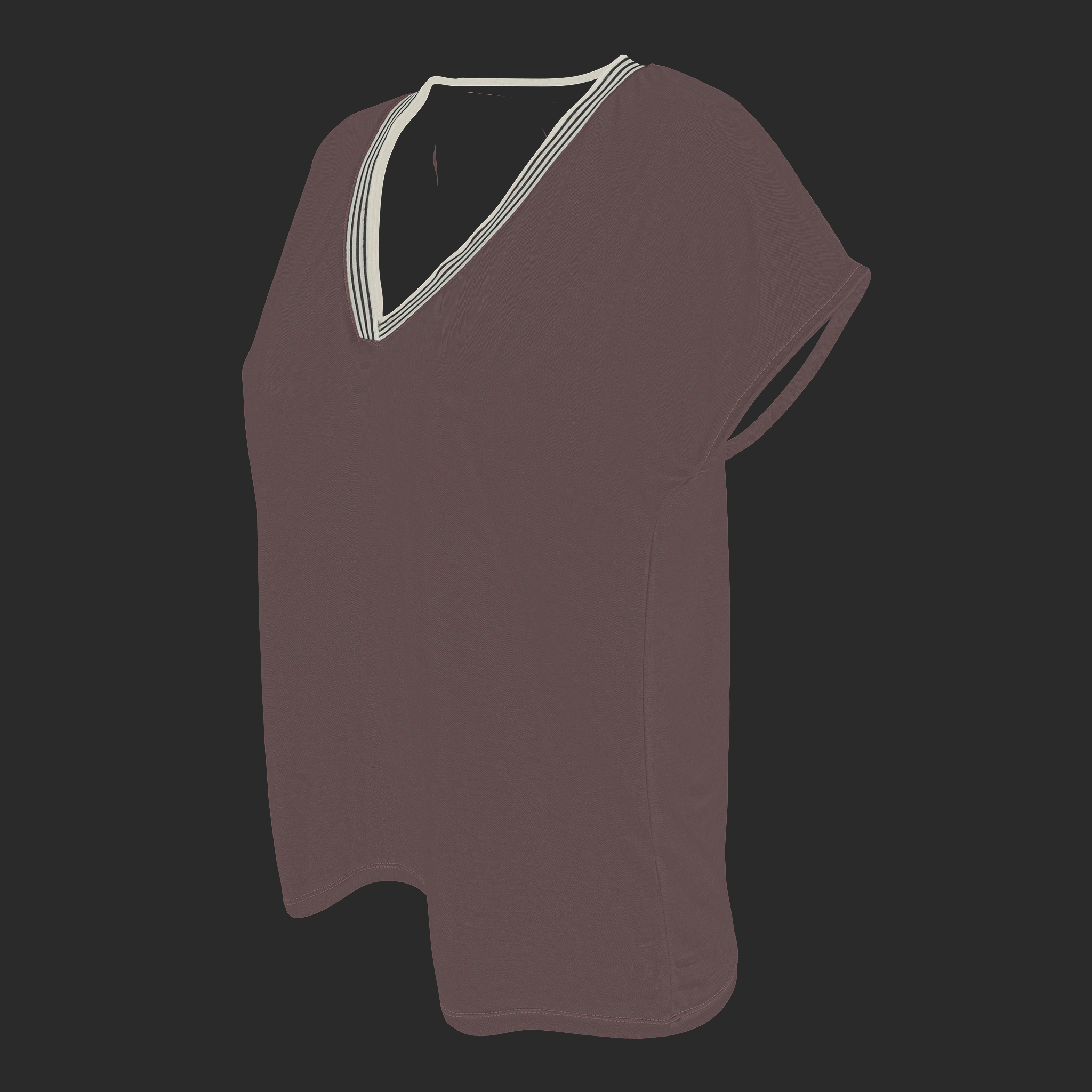 3D Blouse Brown V-Neck albedo