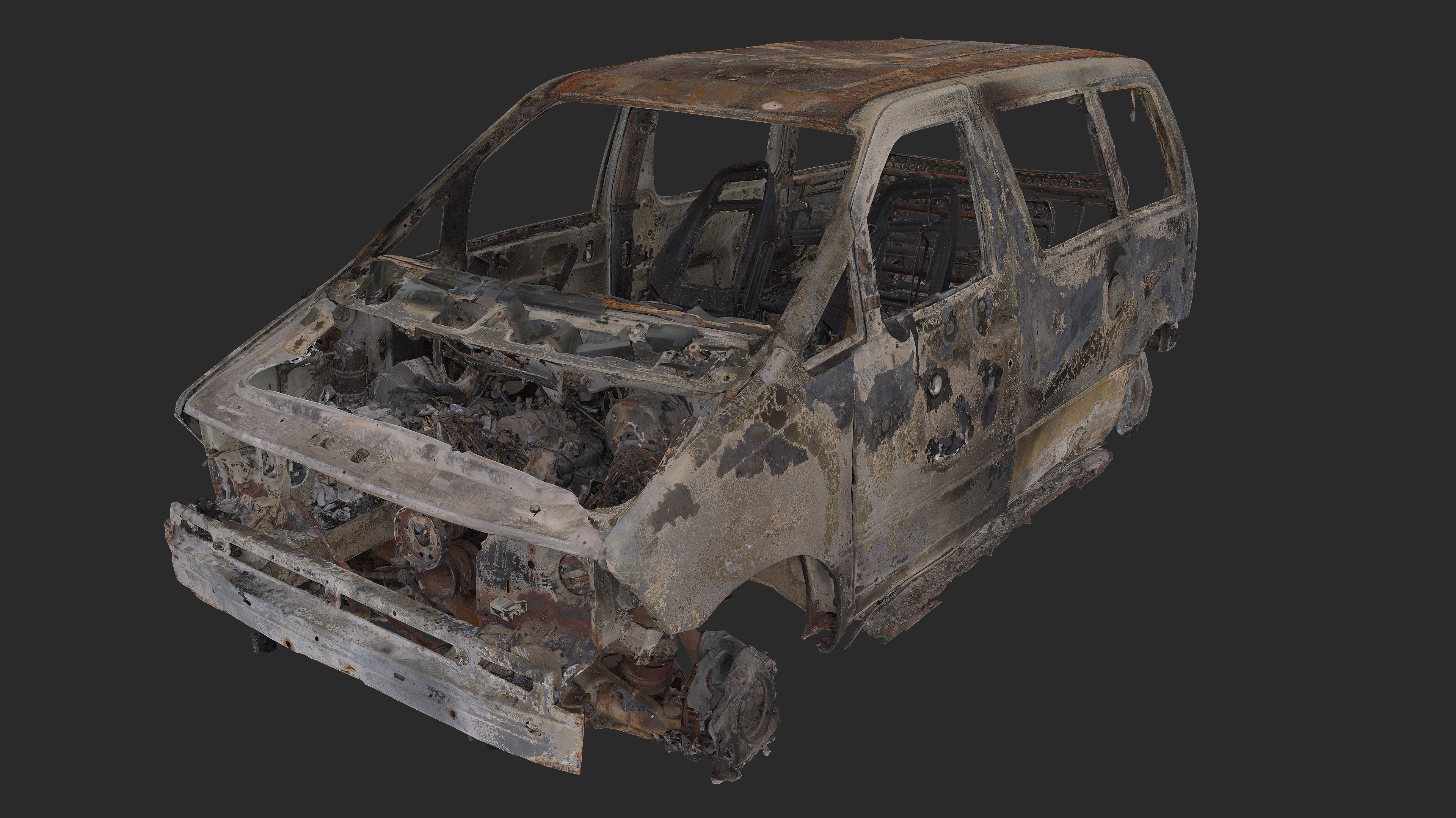 3D Burned-Out Ford Aerostar 1990s