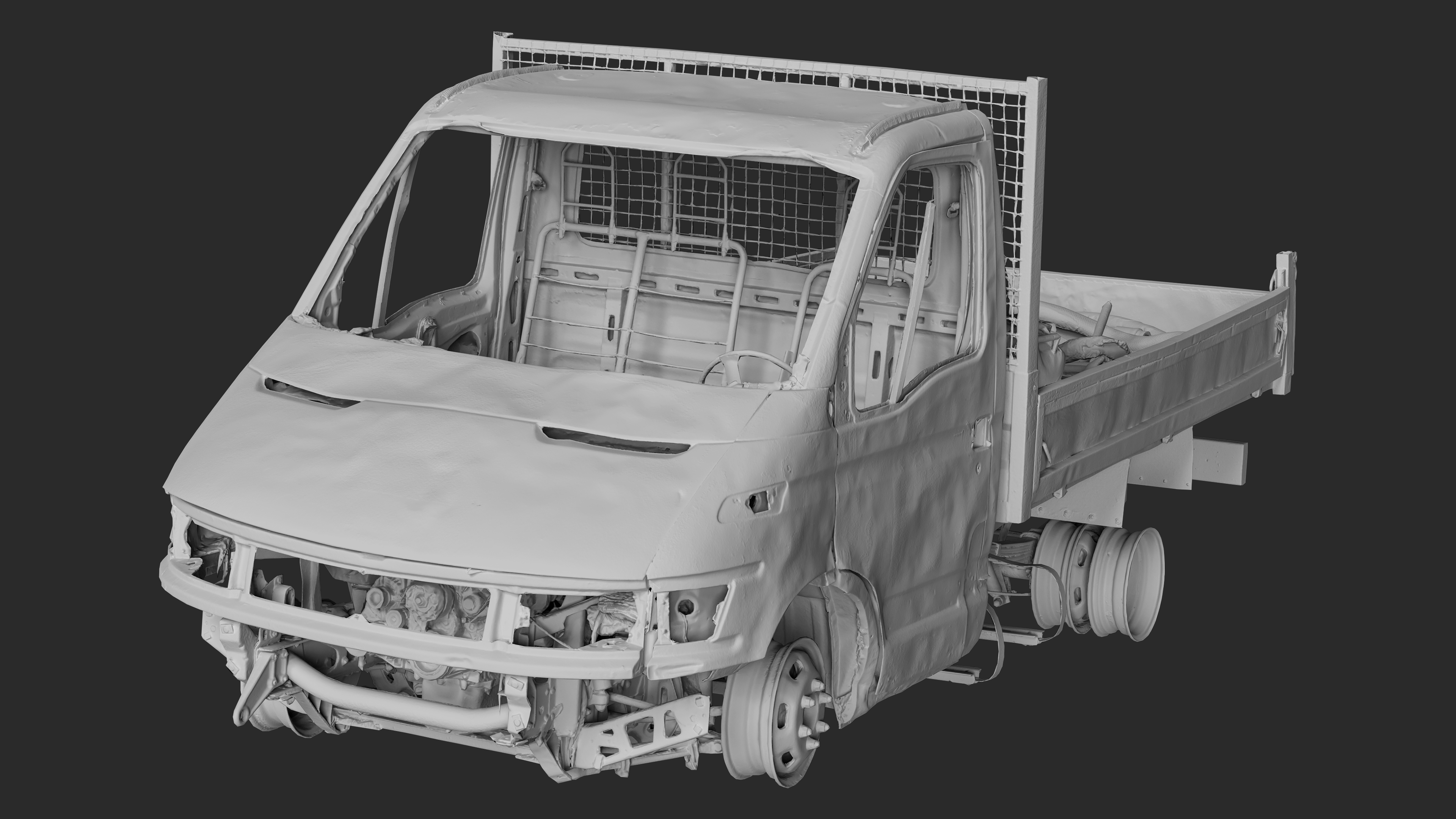 3D Burned-Out Iveco Daily Truck