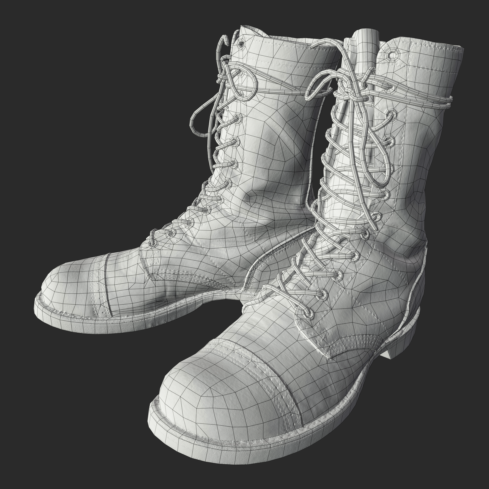 High detailed 3D model US Paratrooper Jump Boots wireframe