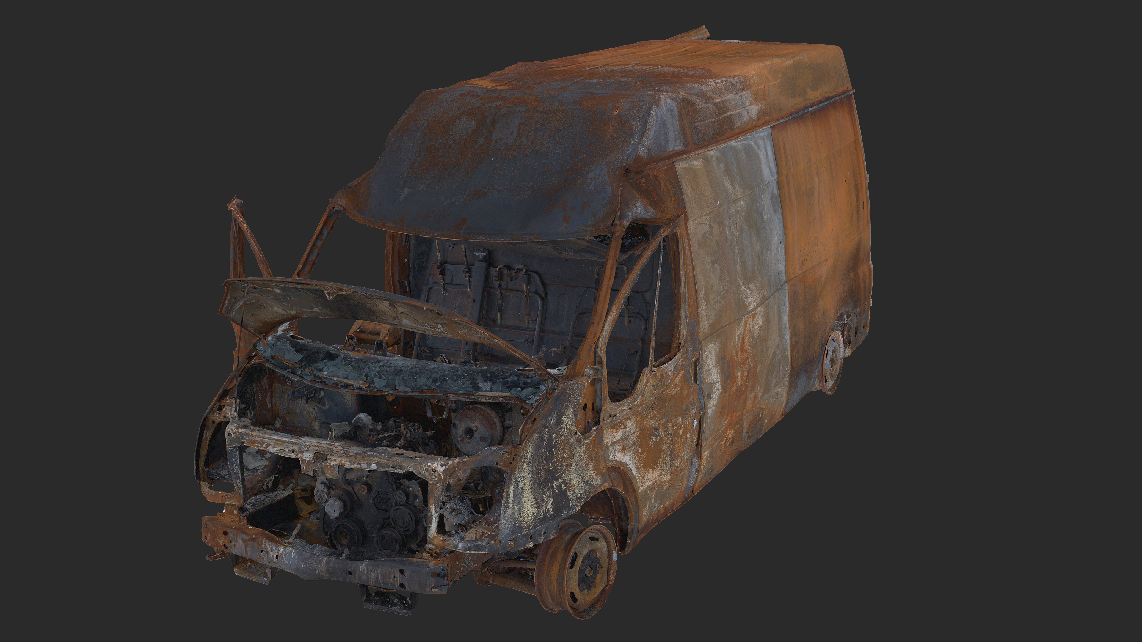 3D Burned Ford Transit Van