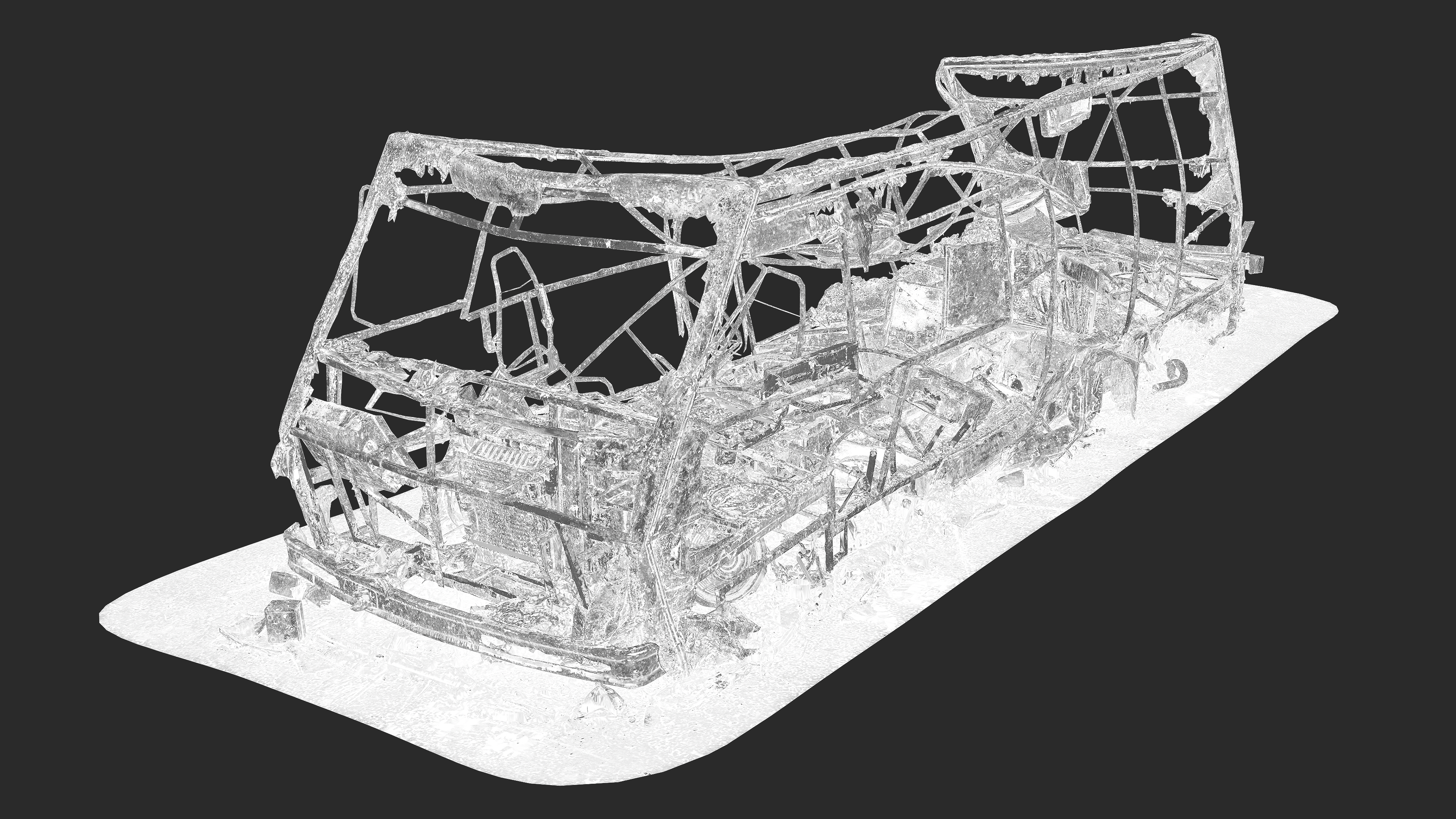 3D Burned-Out Caravan Van