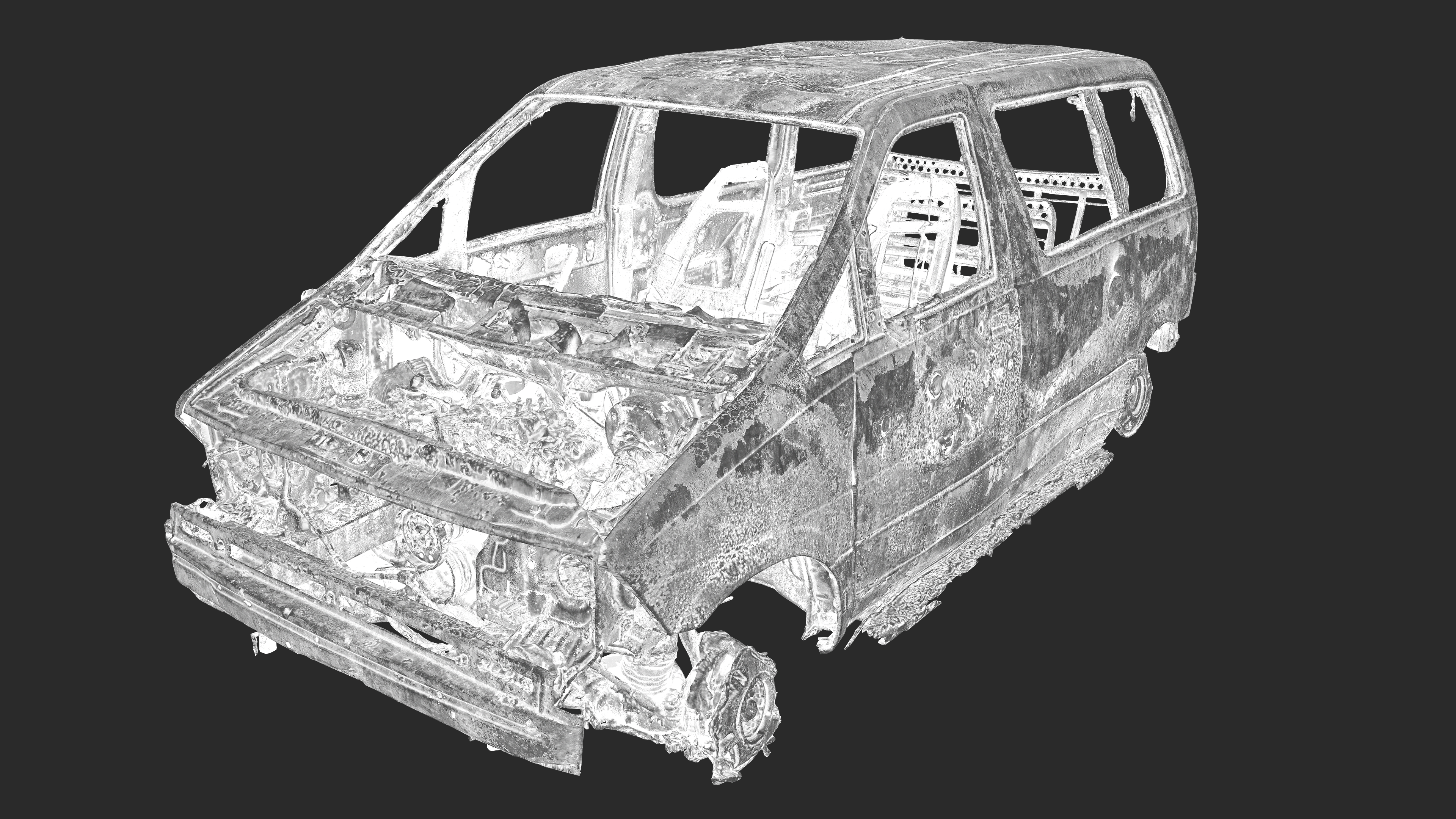 3D Burned-Out Ford Aerostar 1990s