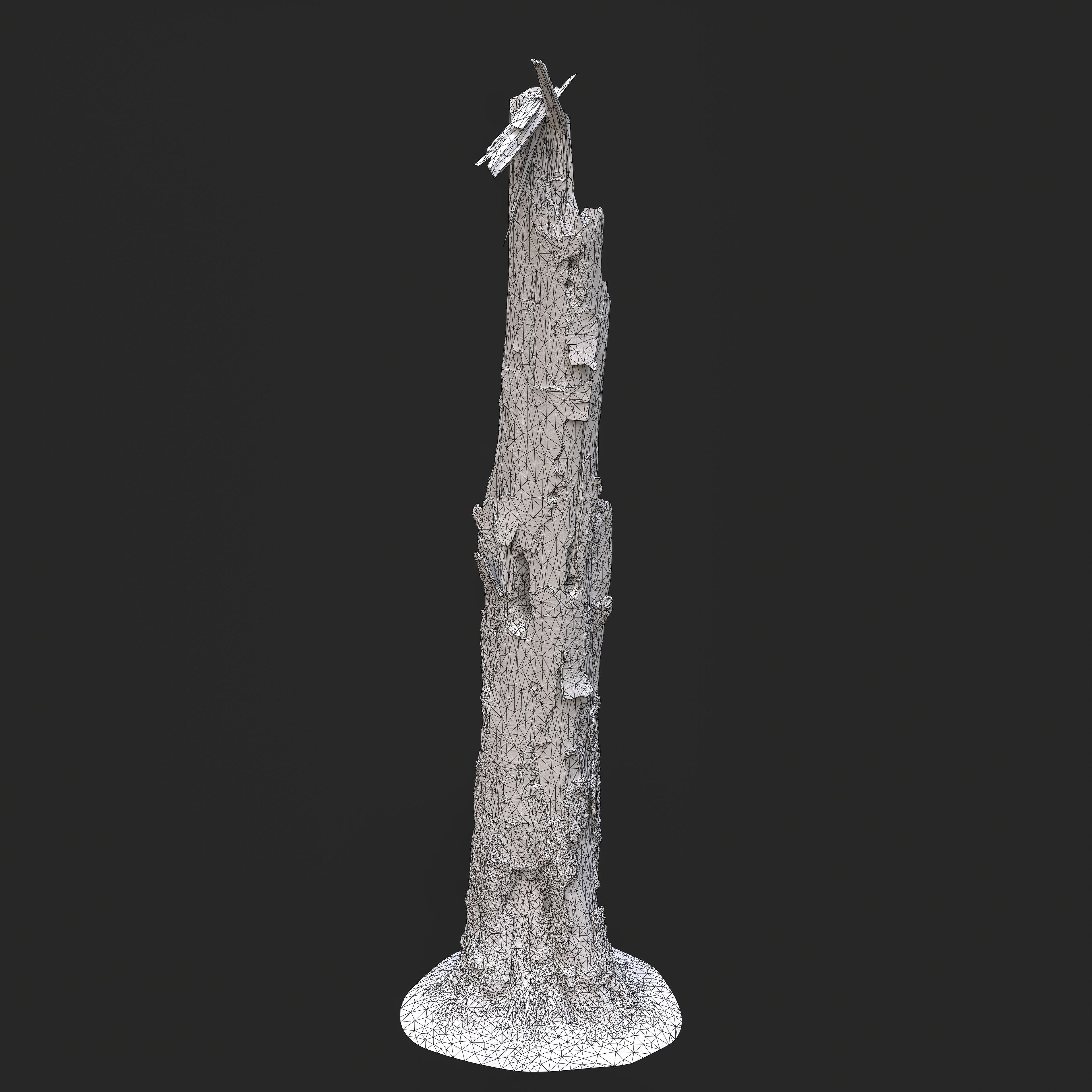 3D Weathered Dead Tree Trunk