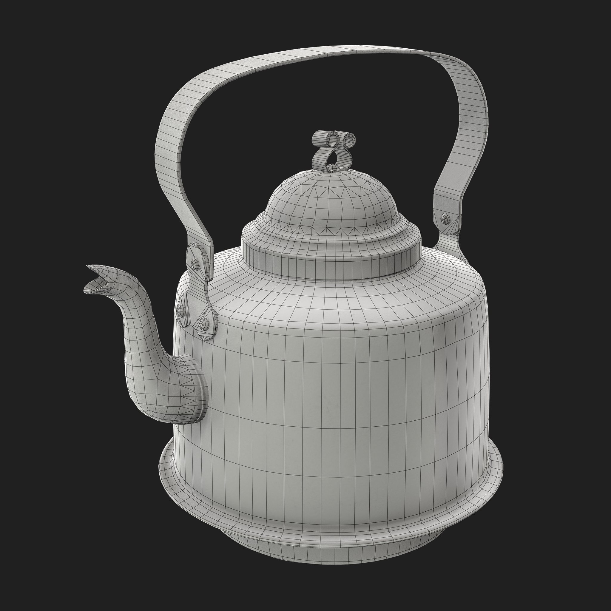 3D Copper Kettle wireframe