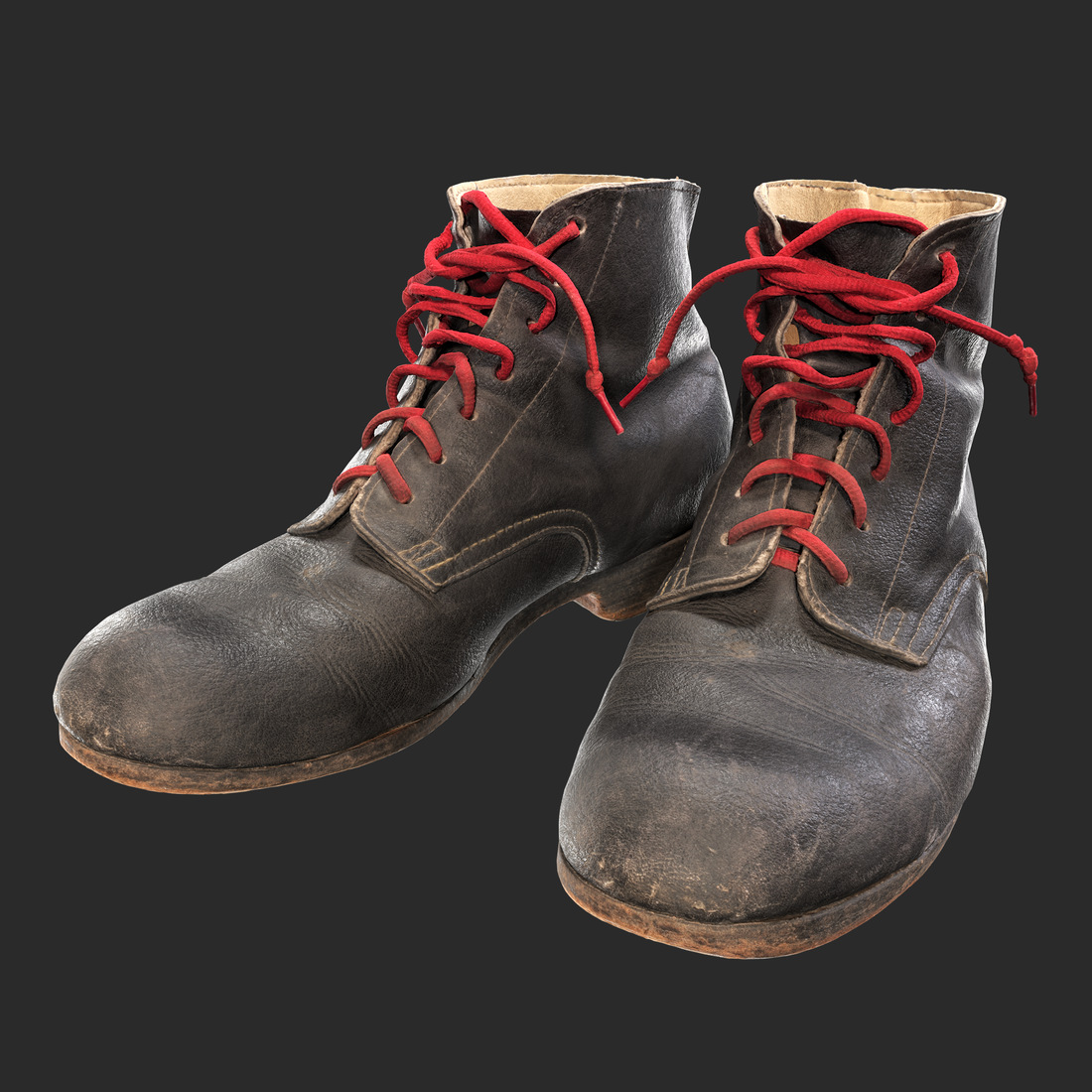 3D Model of Work Boots with Red Laces for Metahuman in Unreal Engine