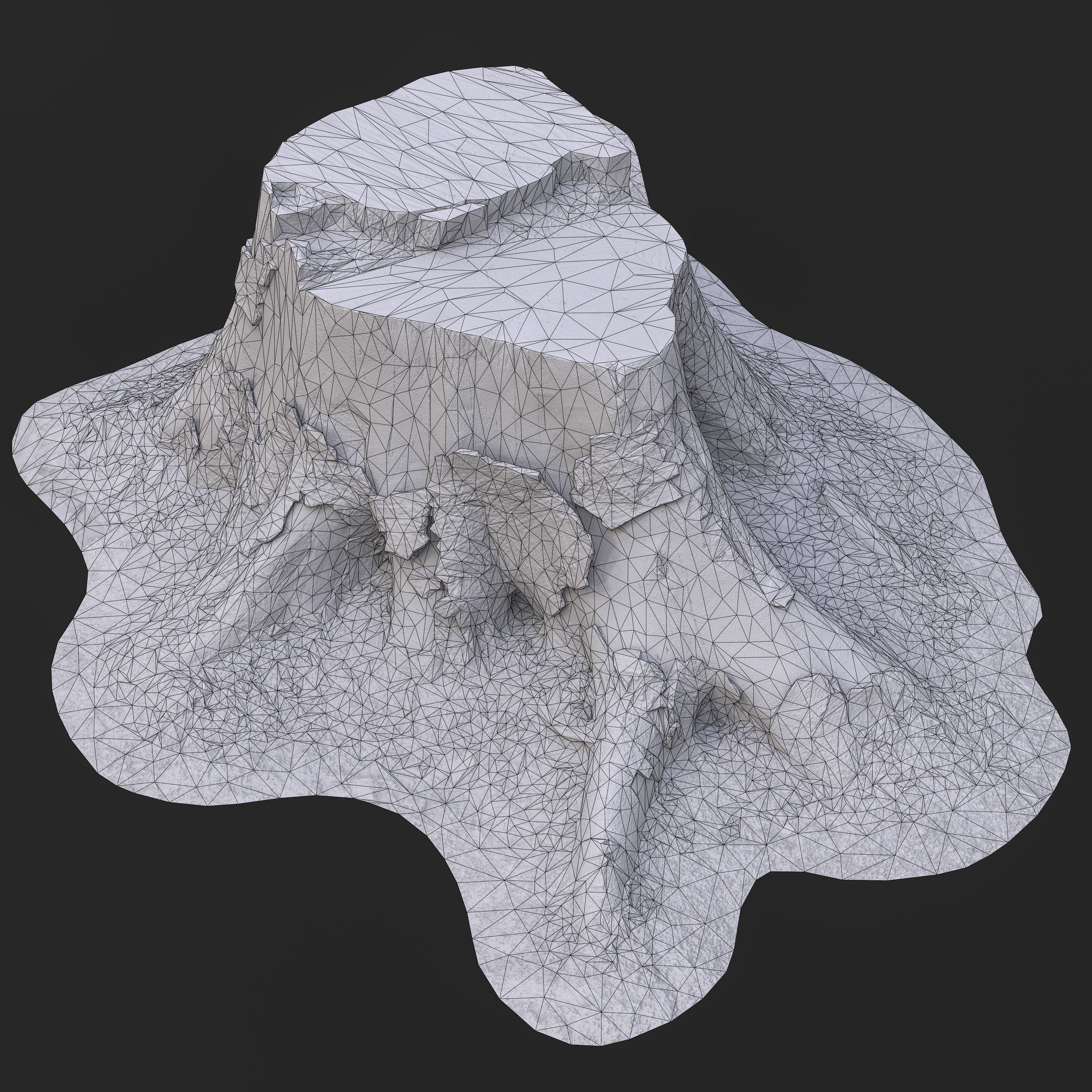 3D Cut Tree Stump with Exposed Roots