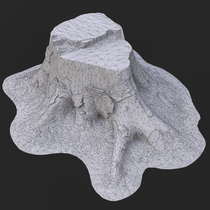 3D Cut Tree Stump with Exposed Roots