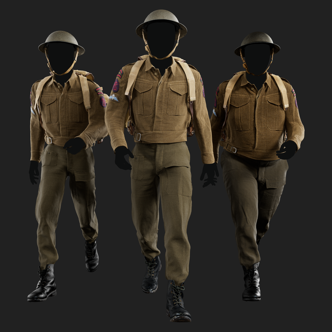 High-Quality Set of Battledress P37 with Commando Bergen crafted through Photogrammetry Scan