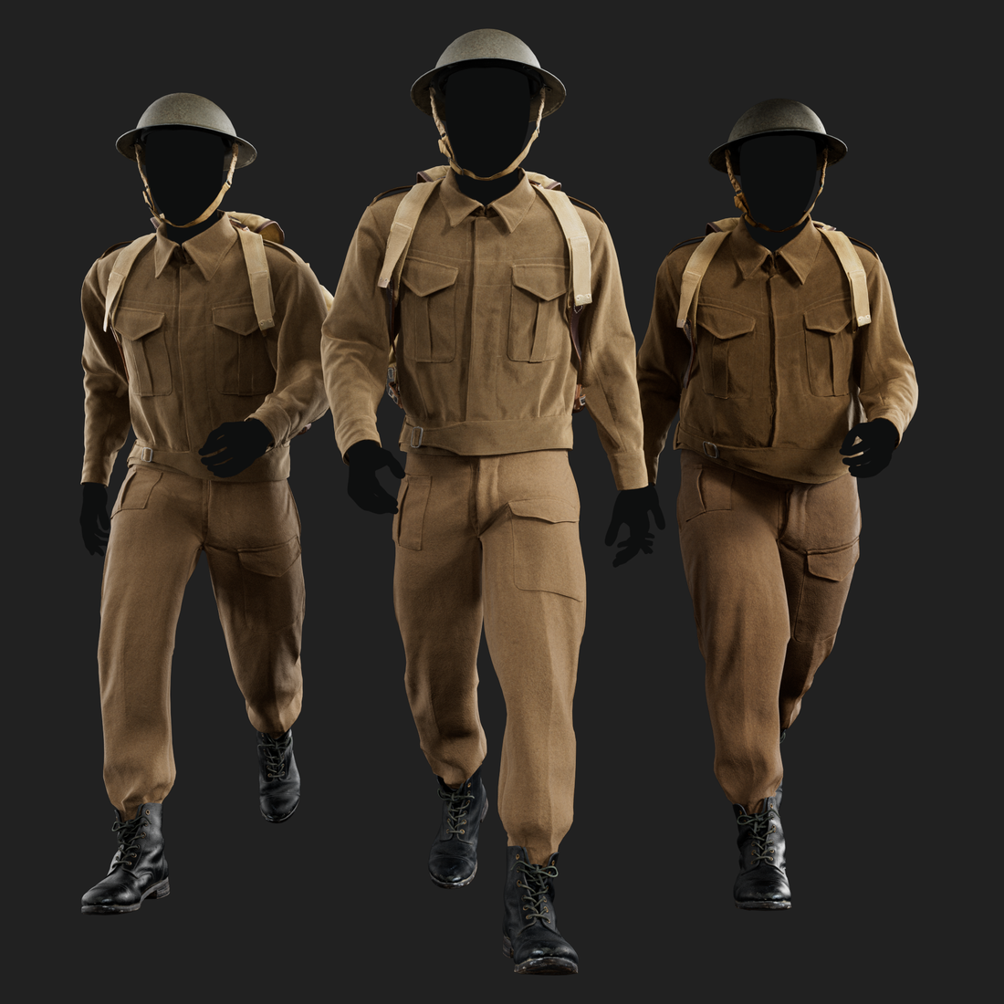 3D Model of British Battledress P37 rigged as a Metahuman clothing in Unreal Engine