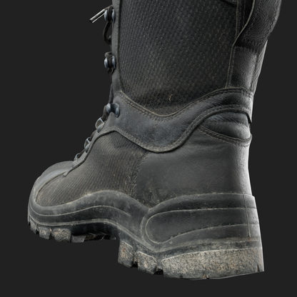 Realistic rendering of a 3D model male Military Boots- back detail view