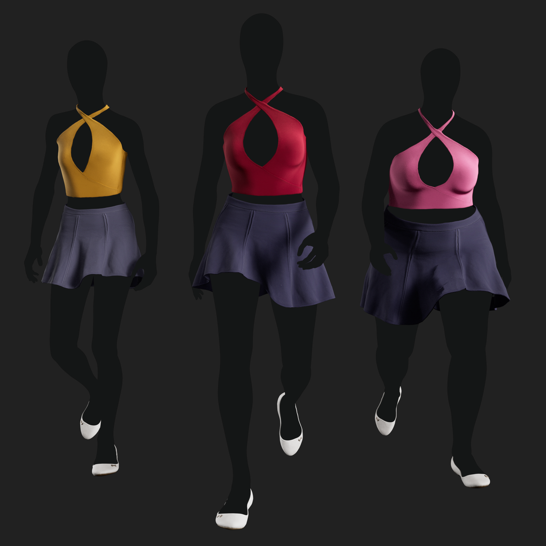 3D Model Criss-Cross Top and Skirt front