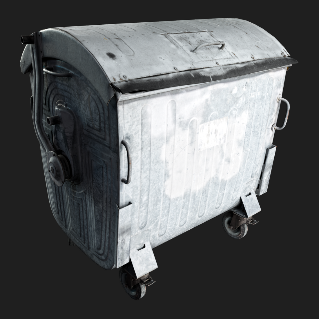High-quality 3D model of a metal trash container