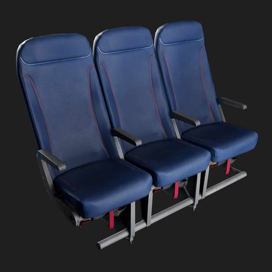 3D Aircraft Seats Triple Normal