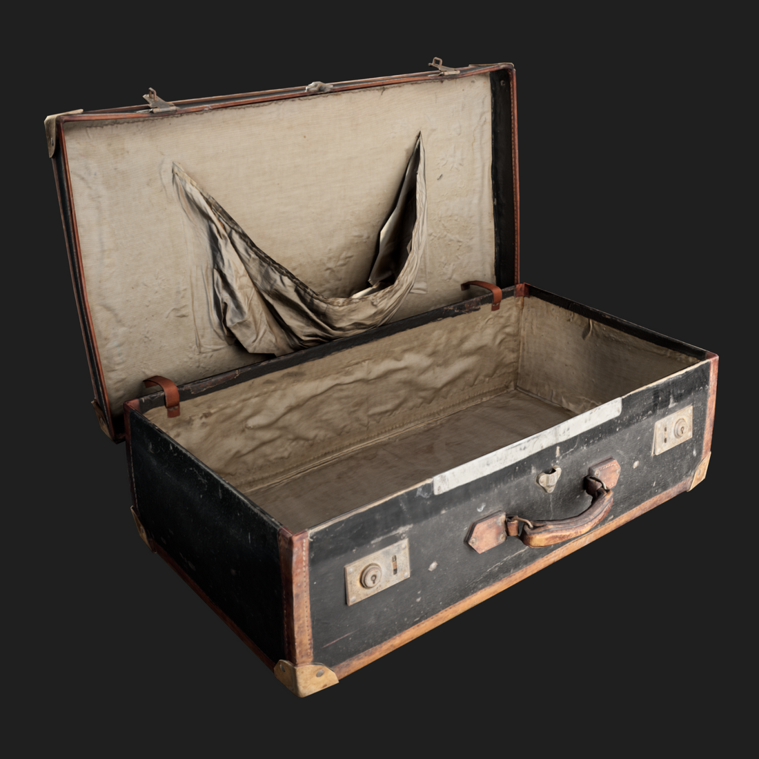 3D model of an open vintage suitcase