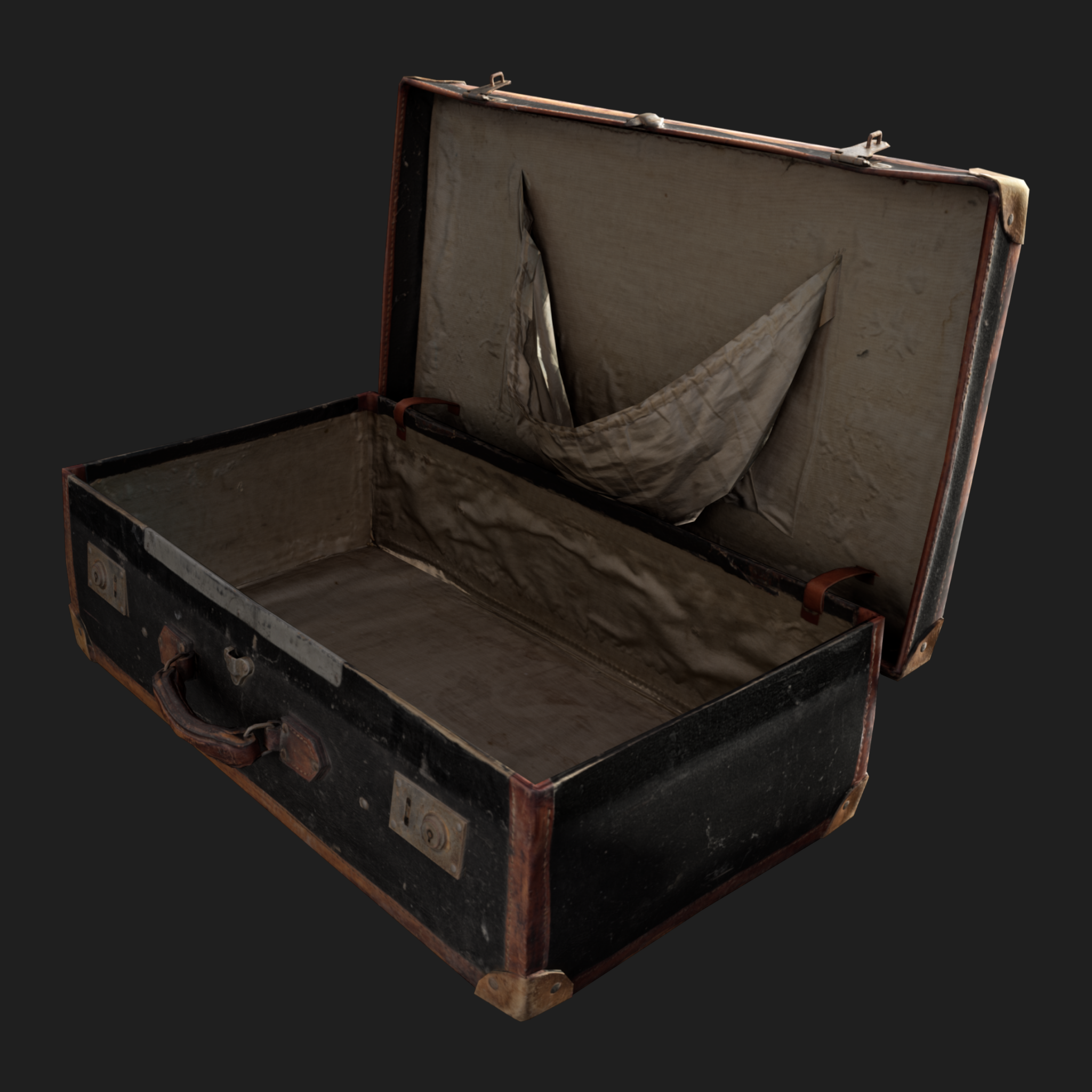 3D Props: Open Vintage Suitcase