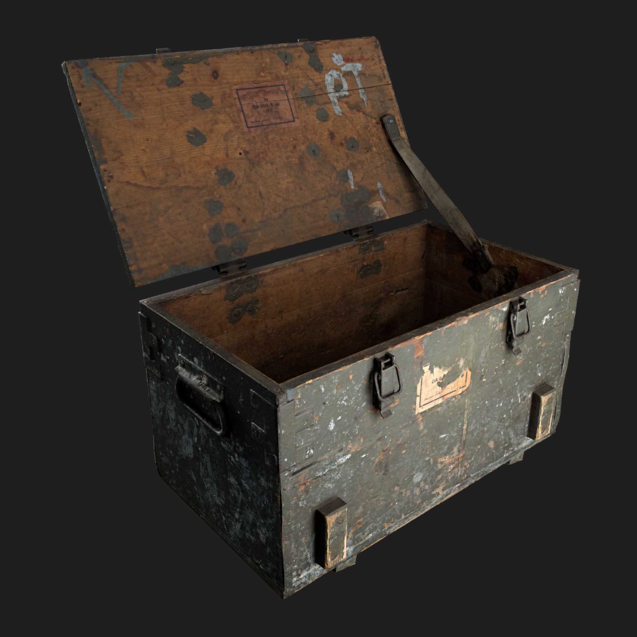 3D Model of Wooden Green Box