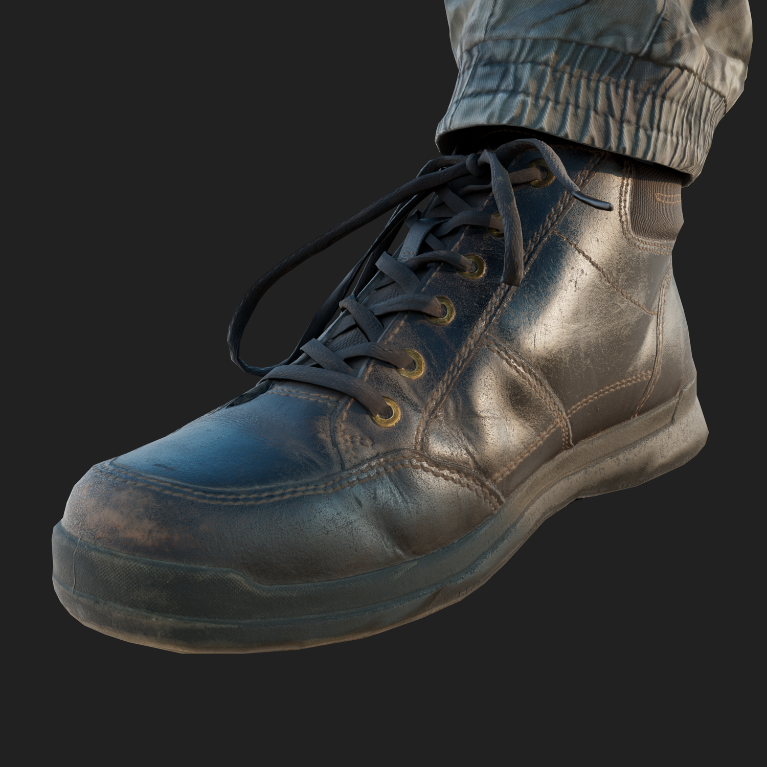 Realistic rendering of a 3D model male Shoes - side view