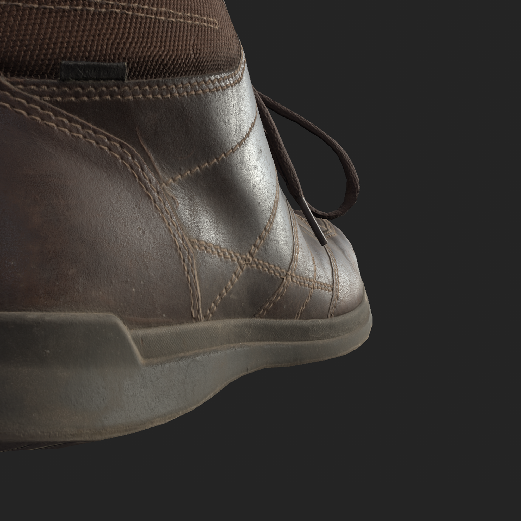 Realistic rendering of a 3D model male Shoes - back detail view