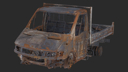 3D Burned-Out Iveco Daily Truck