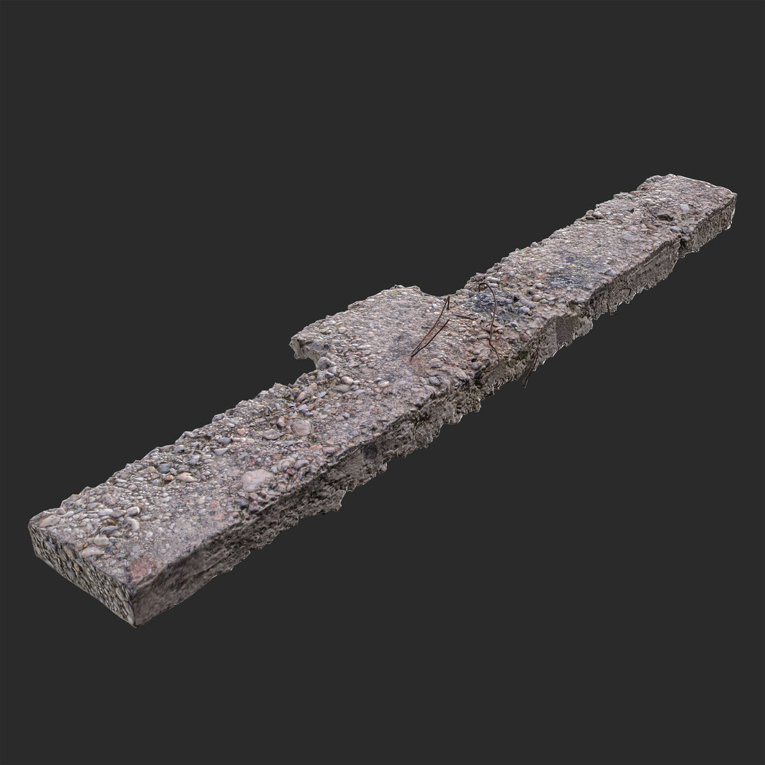 Broken Concrete Beam Realistic 3D Model