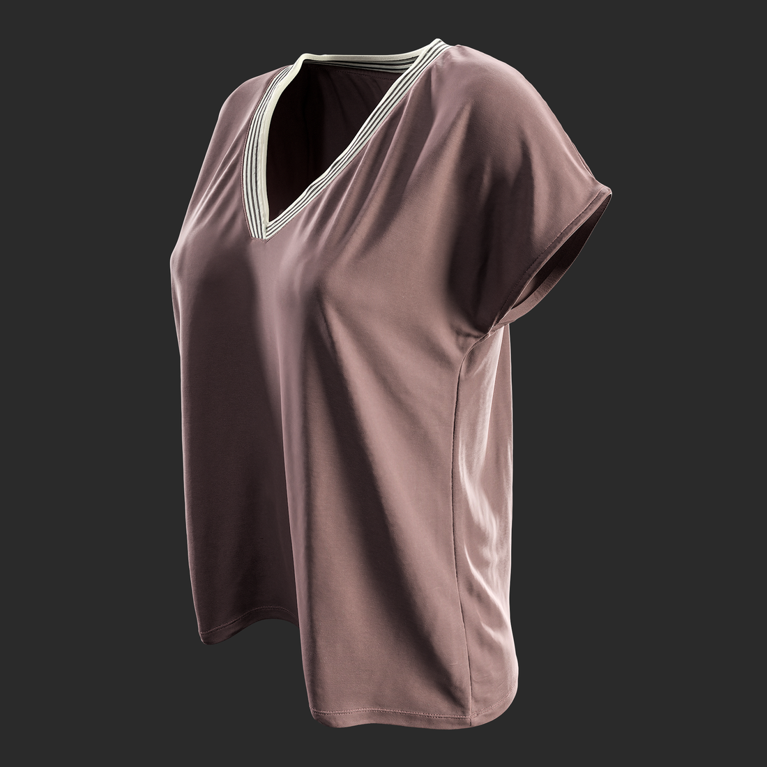 3D Blouse Brown V-Neck front left
