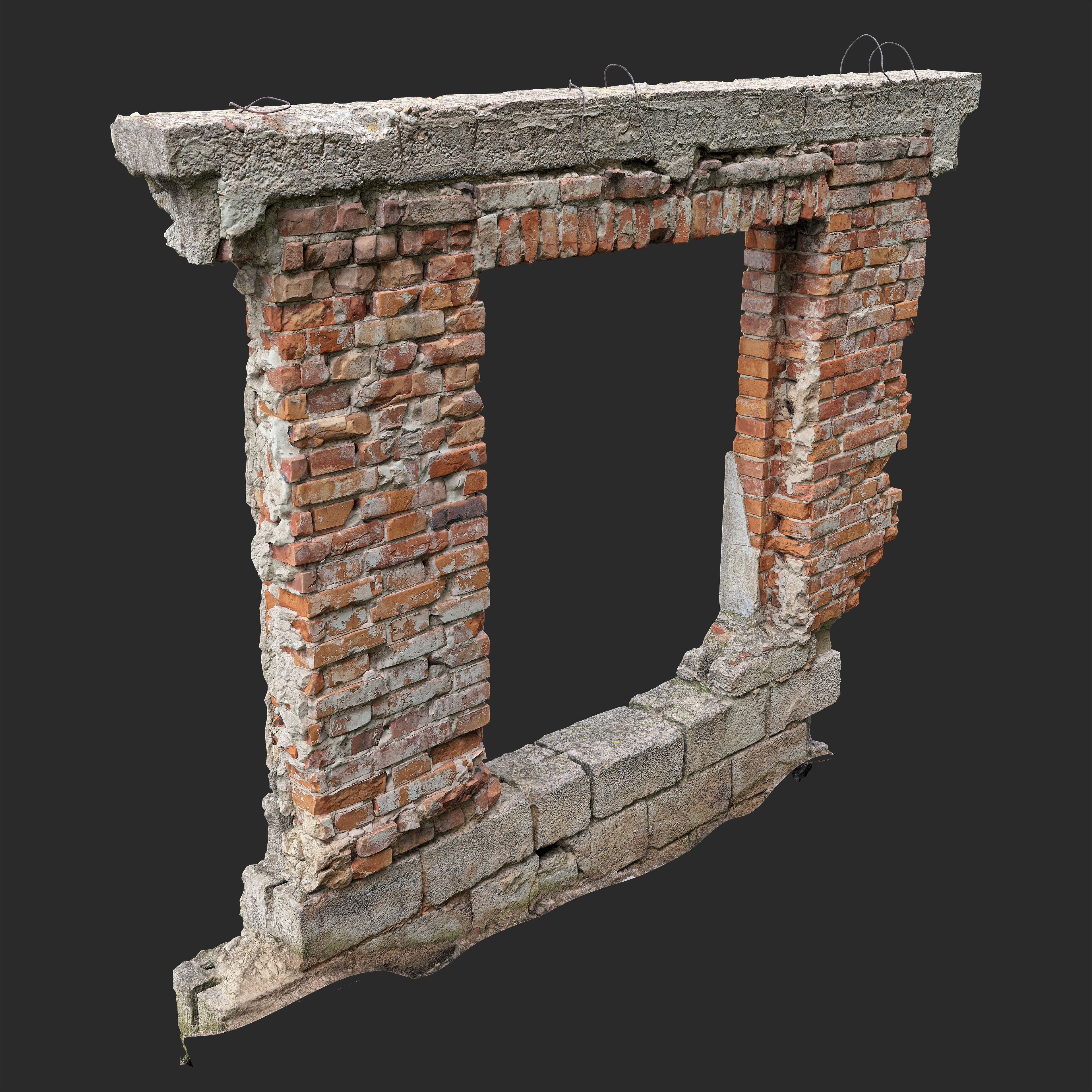 3D Ruined Brick Window Frame