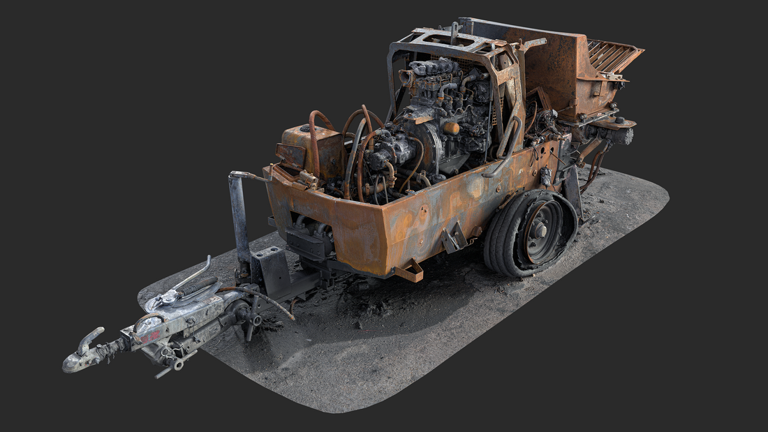 Burned-Out Concrete Mixer Paver 3D Model