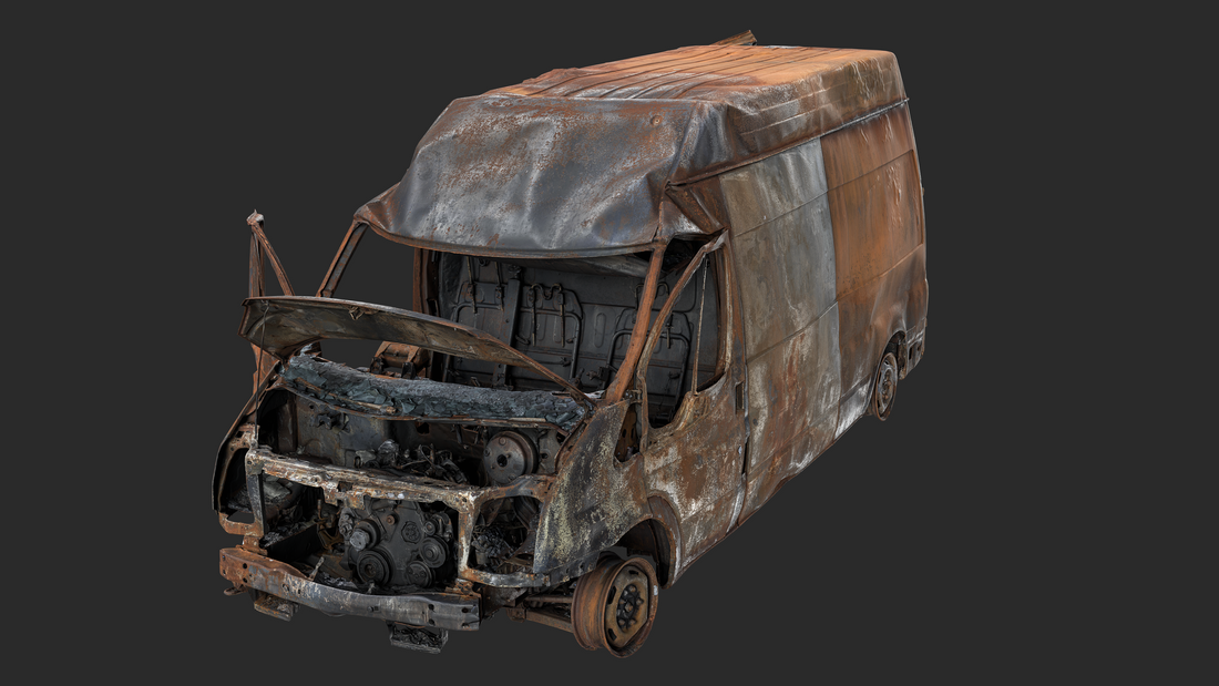 Burned Ford Transit Van 3D Model