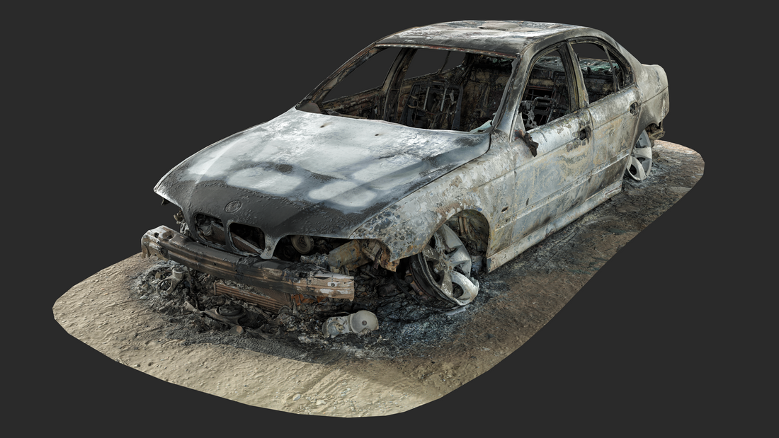3D Model of a Burned-Out BMW 5 Series