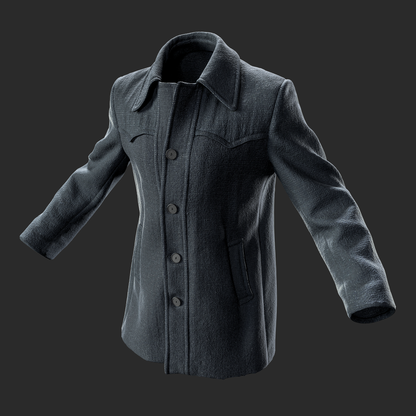 3D Clothing: Black Warm Wool Fit Coat front left