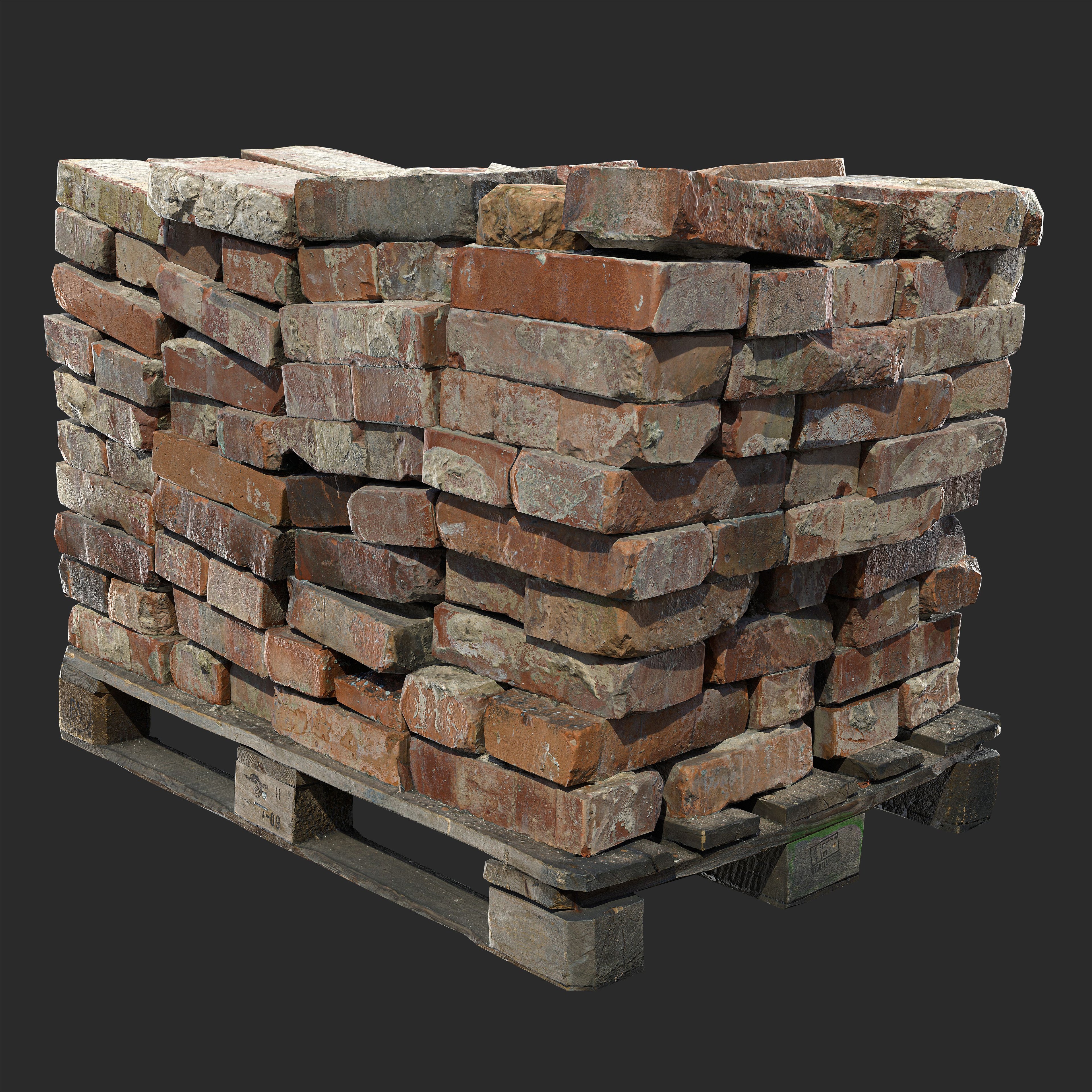 3D Stack of Aged Bricks