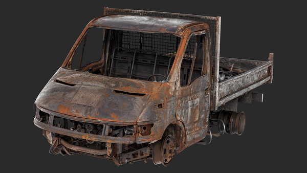 Burned-Out Iveco Daily Truck 3D Model