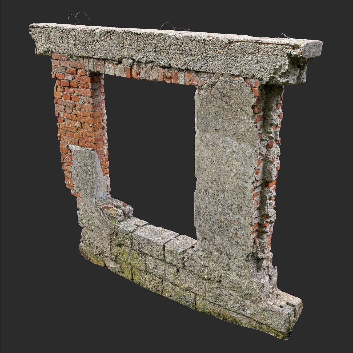 3D Ruined Brick Window Frame