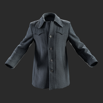 3D Clothing: Black Warm Wool Fit Coat front