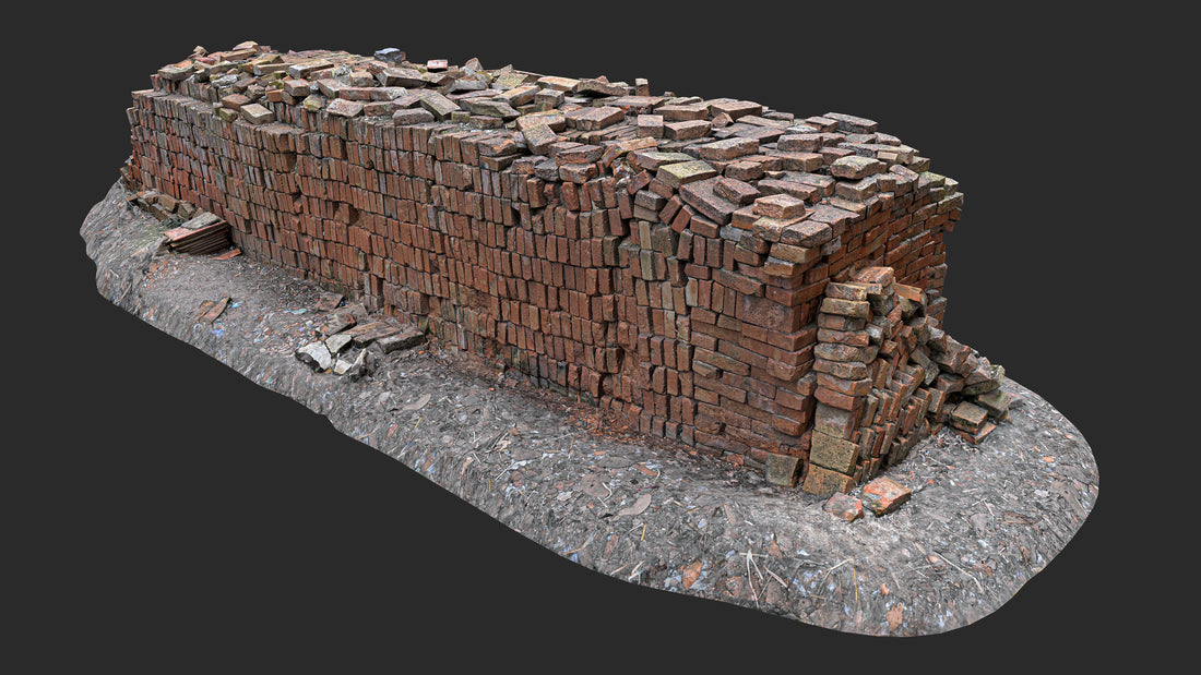 3D Stack of an Old Hand-Made Bricks