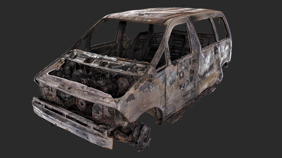 Burned-Out Ford Aerostar 3D Model