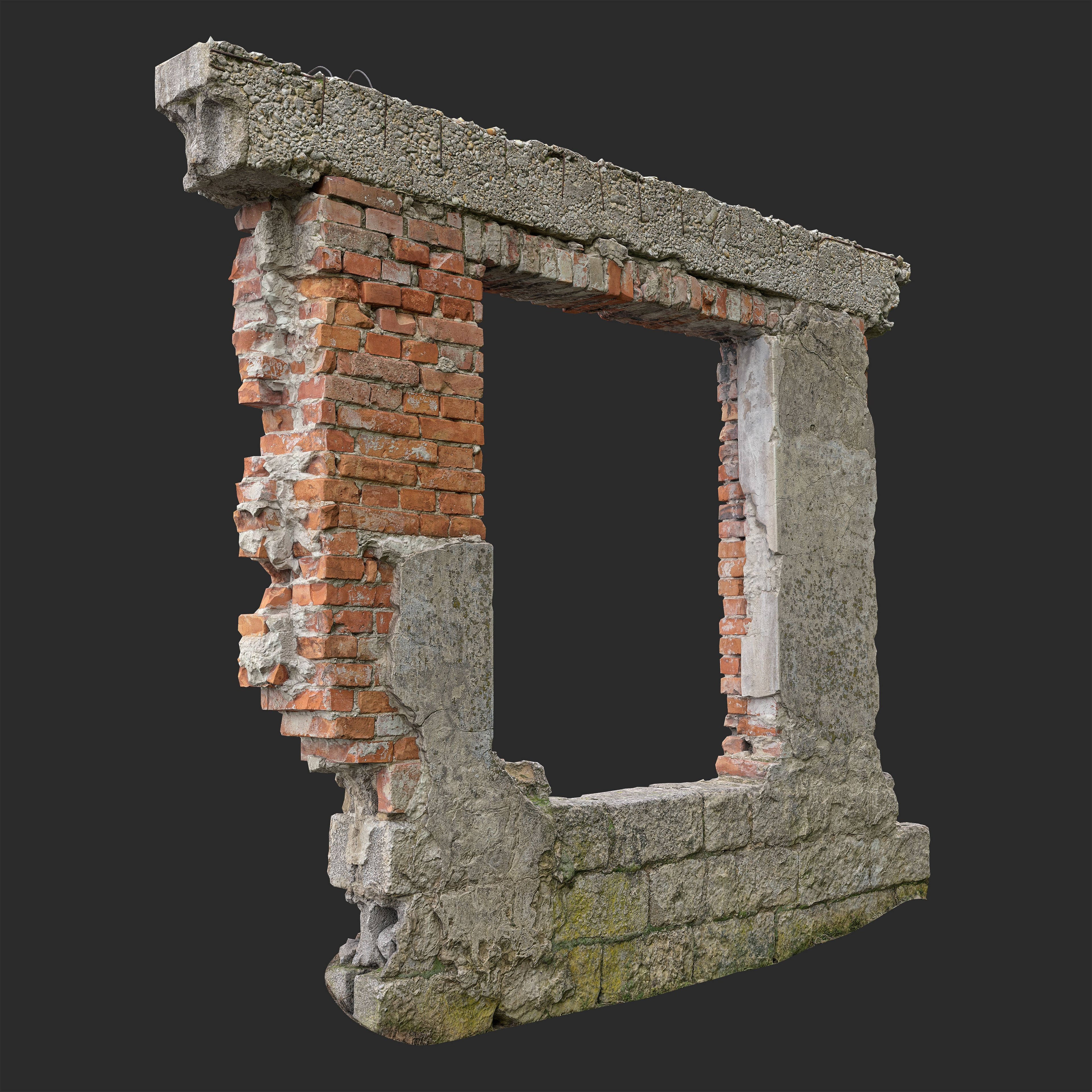 3D Ruined Brick Window Frame